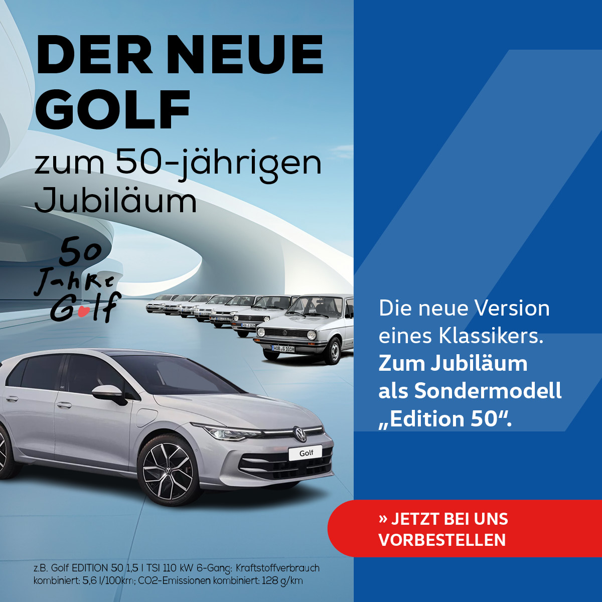 Autohaus Linke in Crailsheim VW 50 Golf Modelle Header Beitragsbild