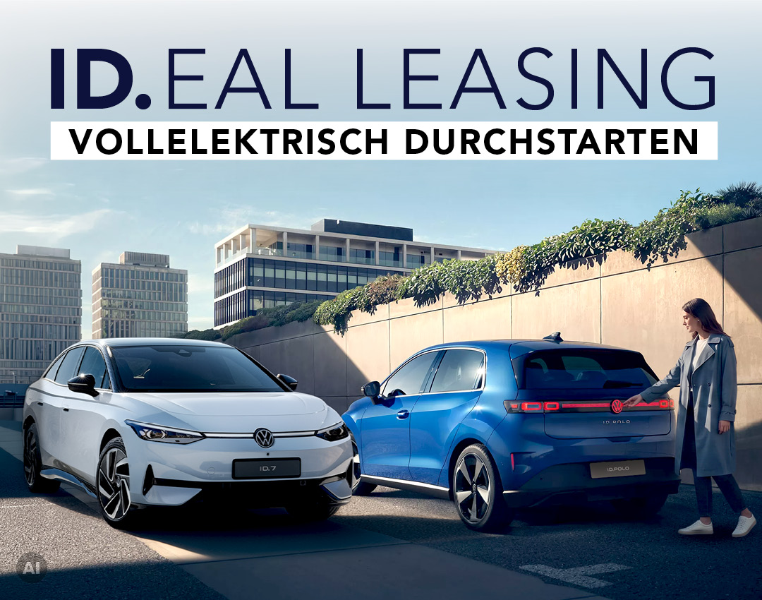 VW ID Sonderleasing Beitragsheader Mobile ID.eal Leasing. Vollelektrisch durchstarten